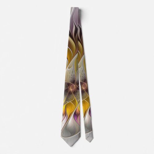 Abstract Colorful Fantasy Flower Modern Fractal Neck Tie