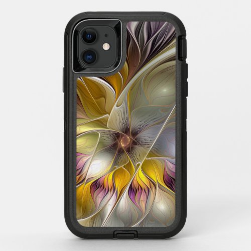 Abstract Colorful Fantasy Flower Modern Fractal OtterBox Defender iPhone 11 Case