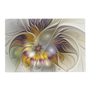 Abstract Colorful Fantasy Flower Modern Fractal Placemat