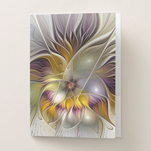 Abstract Colorful Fantasy Flower Modern Fractal Pocket Folder