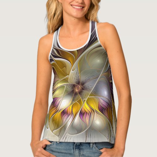 Abstract Colorful Fantasy Flower Modern Fractal Tank Top