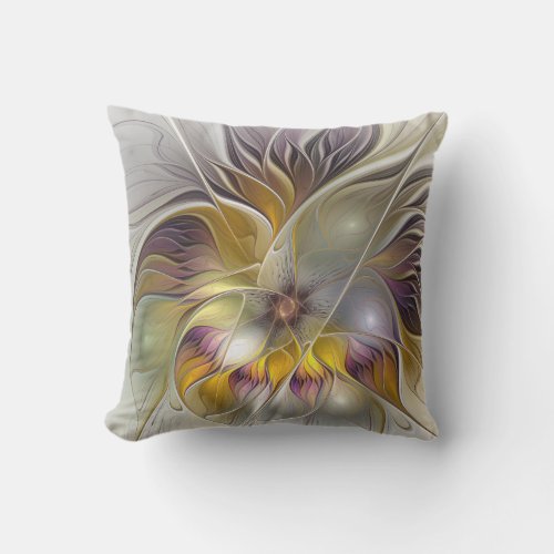 Abstract Colorful Fantasy Flower Modern Fractal Throw Pillow