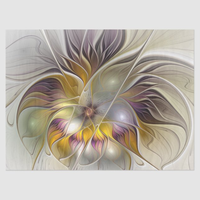 Abstract Colorful Fantasy Flower Modern Fractal Tissue Paper (Front)