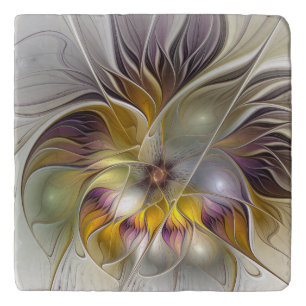 Abstract Colorful Fantasy Flower Modern Fractal Trivet