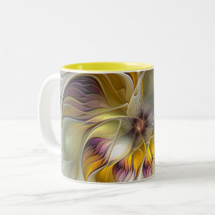 Abstract Colorful Fantasy Flower Modern Fractal Two-Tone Coffee Mug