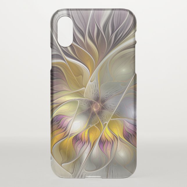 Abstract Colorful Fantasy Flower Modern Fractal Uncommon iPhone Case (Back)
