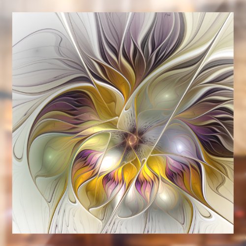 Abstract Colorful Fantasy Flower Modern Fractal Window Cling