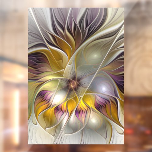 Abstract Colorful Fantasy Flower Modern Fractal Window Cling