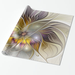 Abstract Colorful Fantasy Flower Modern Fractal Wrapping Paper