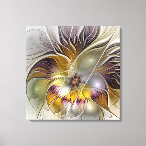 Abstract Colorful Fantasy Flower Modern Triptych Canvas Print