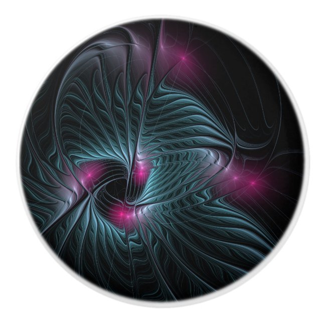 Abstract Colorful Fantasy Fractal Ceramic Knob (Front)