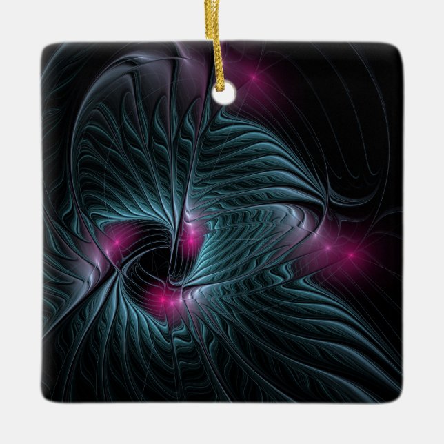 Abstract Colorful Fantasy Fractal  Ceramic Ornament (Front)