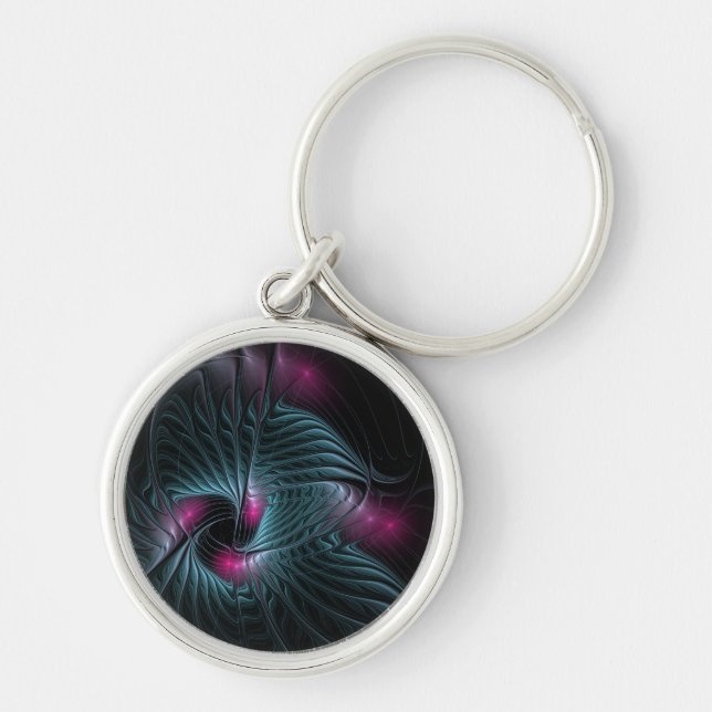 Abstract Colorful Fantasy Fractal  Keychain (Front)