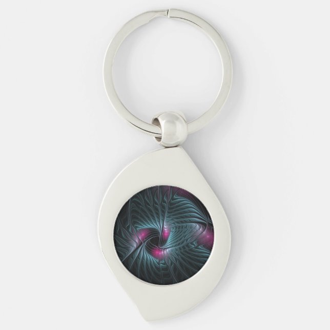 Abstract Colorful Fantasy Fractal Keychain (Front)