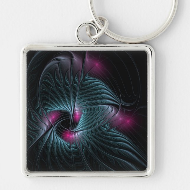 Abstract Colorful Fantasy Fractal  Keychain (Front)
