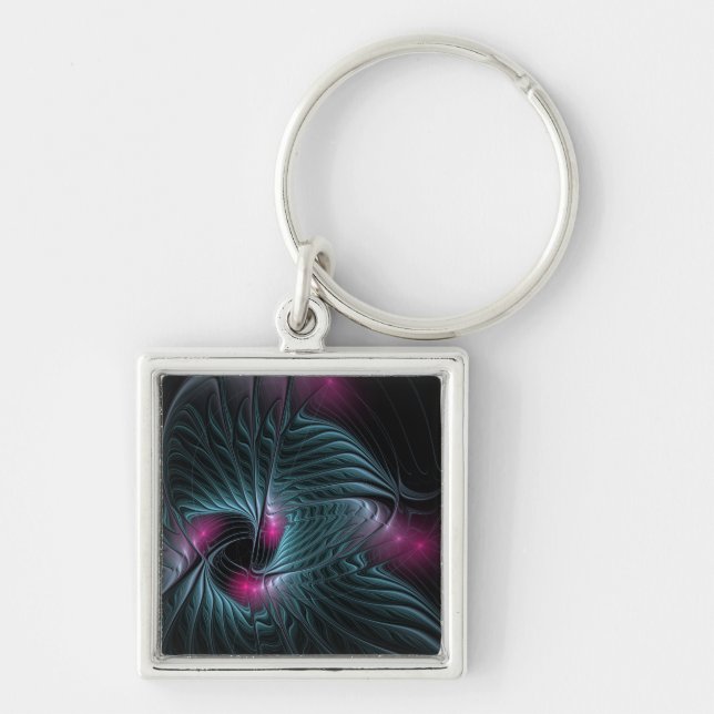 Abstract Colorful Fantasy Fractal Keychain (Front)