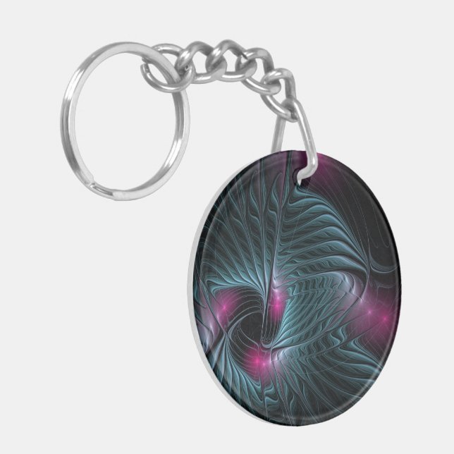 Abstract Colorful Fantasy Fractal Keychain (Front Left)