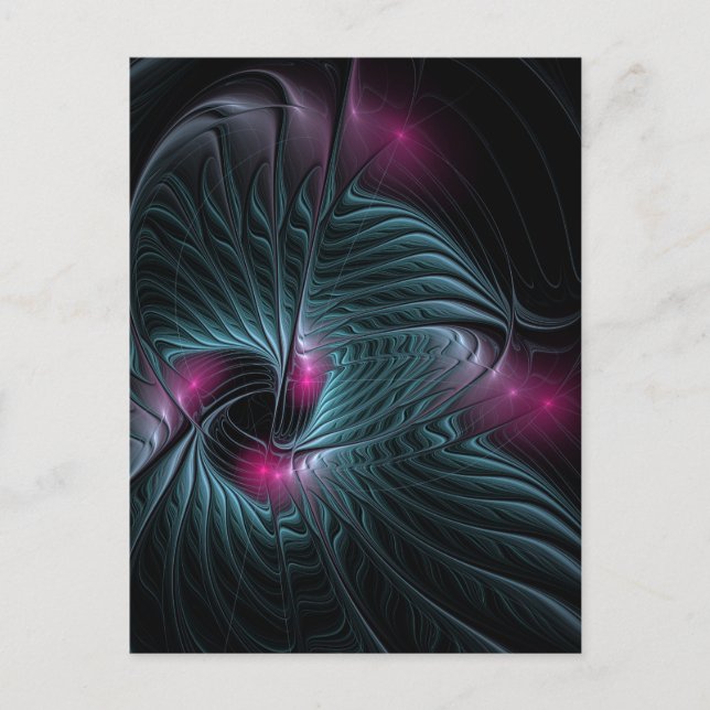 Abstract Colorful Fantasy Fractal Postcard (Front)