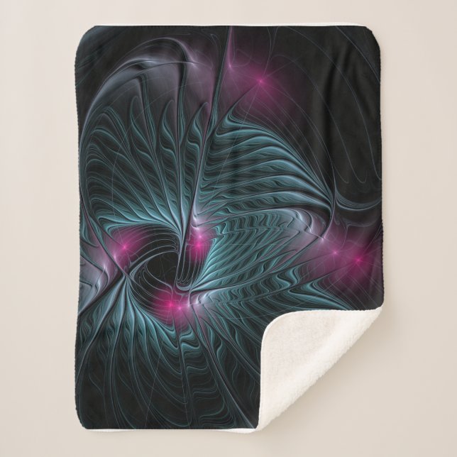 Abstract Colorful Fantasy Fractal Sherpa Blanket (Front)