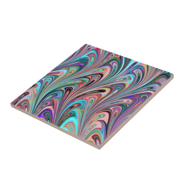 Abstract Colorful Faux Marble Stone Ceramic Tile (Side)