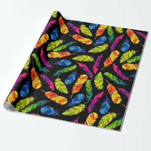 Abstract colorful feather explosion wrapping paper