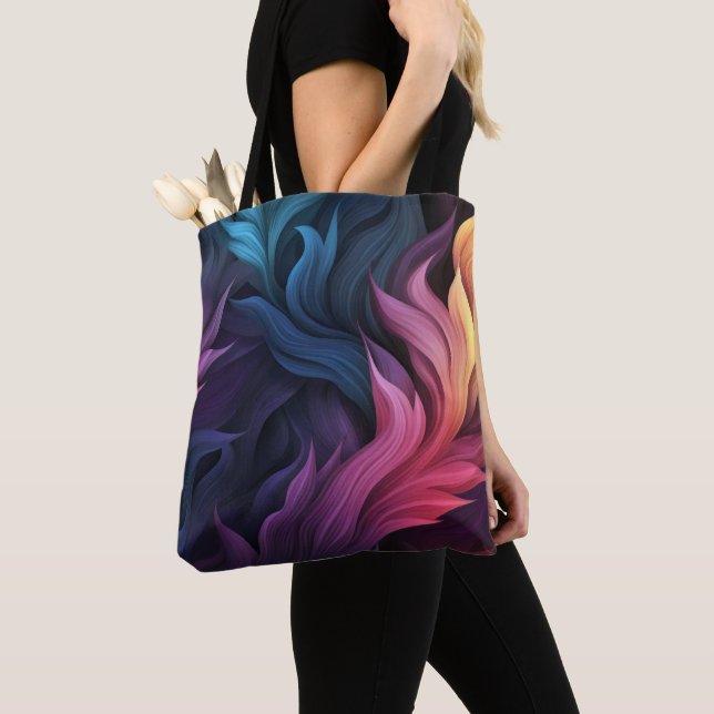 Abstract Colorful Feathers Tote Bag (Close Up)
