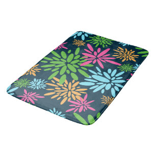 Abstract Colorful Fireworks Flowers Bath Mat