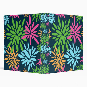 Abstract Colorful Fireworks Flowers Binder
