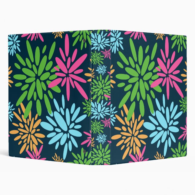 Abstract Colorful Fireworks Flowers Binder (Background)
