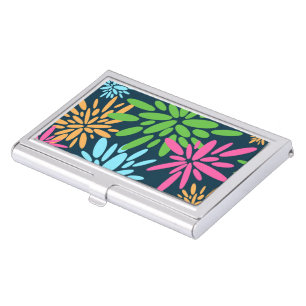 Abstract Colorful Fireworks Flowers Card Holder