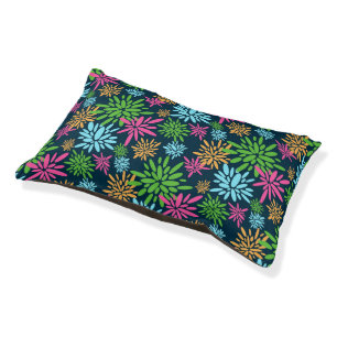 Abstract Colorful Fireworks Flowers Dog Bed