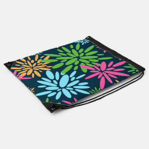 Abstract Colorful Fireworks Flowers Drawstring Bag