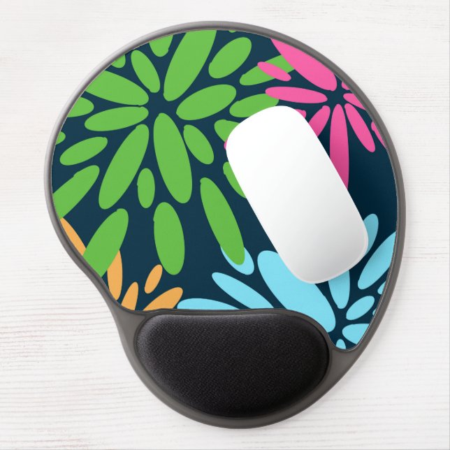 Abstract Colorful Fireworks Flowers Gel Mousepad (Left Side)