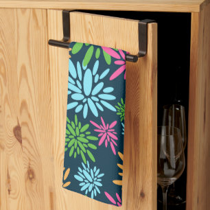 Abstract Colorful Fireworks Flowers Kitchen Towels