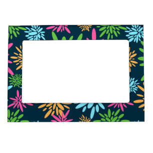 Abstract Colorful Fireworks Flowers Magnetic Frame