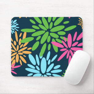 Abstract Colorful Fireworks Flowers Mousepad