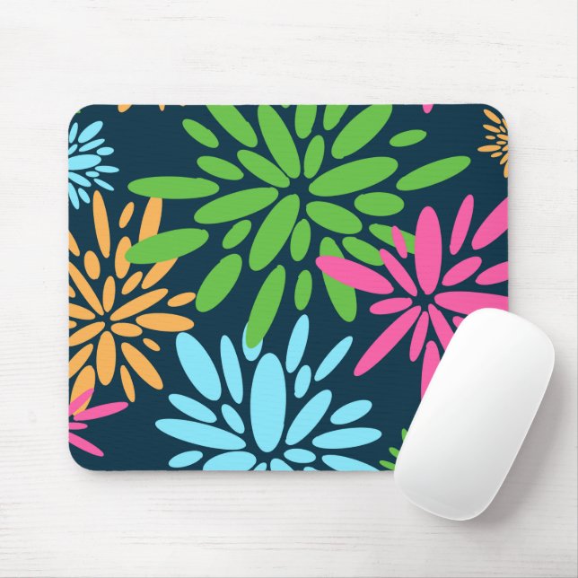 Abstract Colorful Fireworks Flowers Mousepad (With Mouse)