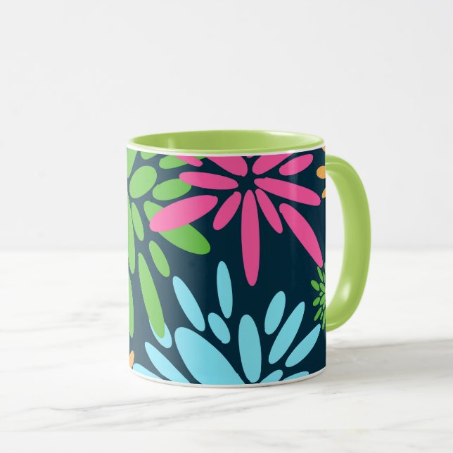 Abstract Colorful Fireworks Flowers Mug (Front Right)