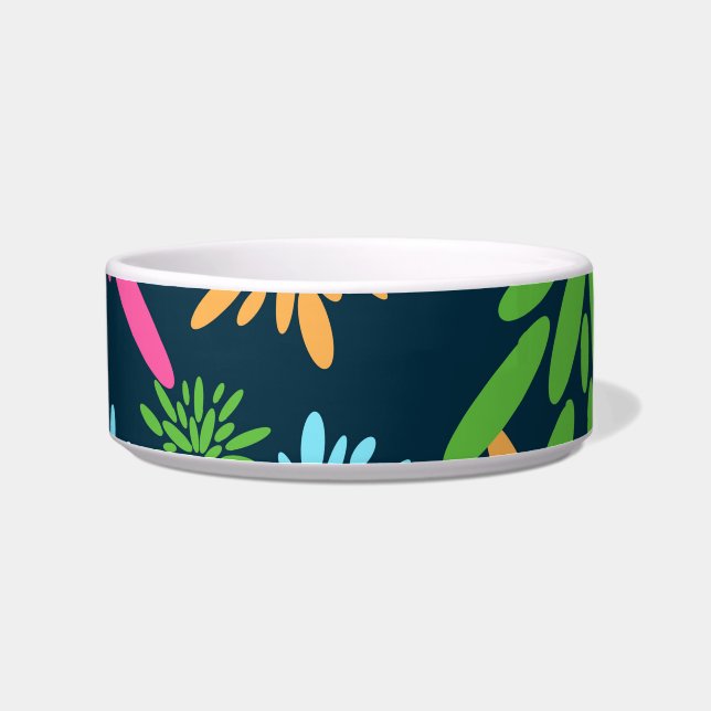 Abstract Colorful Fireworks Flowers Pet Bowl (Left)