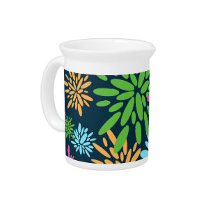 Abstract Colorful Fireworks Flowers Pitcher