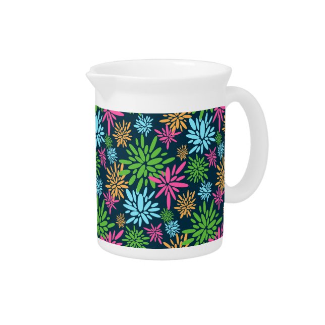 Abstract Colorful Fireworks Flowers Pitcher (Right)