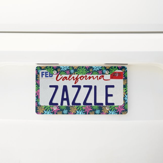 Abstract Colorful Fireworks Flowers Plate Frame (On Car)