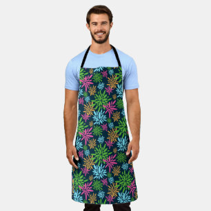 Abstract Colorful Fireworks Flowers Print Apron