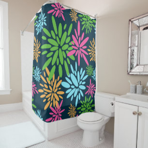 Abstract Colorful Fireworks Flowers Shower Curtain