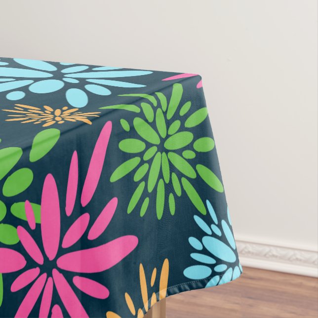 Abstract Colorful Fireworks Flowers Tablecloth (In Situ)