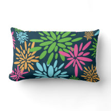 Abstract Colorful Fireworks Flowers Throw Pillow