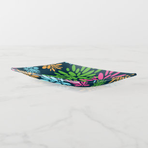 Abstract Colorful Fireworks Flowers Trinket Tray