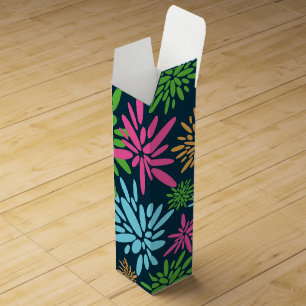 Abstract Colorful Fireworks Flowers Wine Gift Box