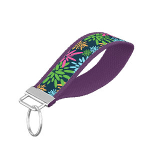 Abstract Colorful Fireworks Flowers Wrist Keychain