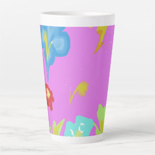 Abstract Colorful Floral Art Ceramic Latte Mug